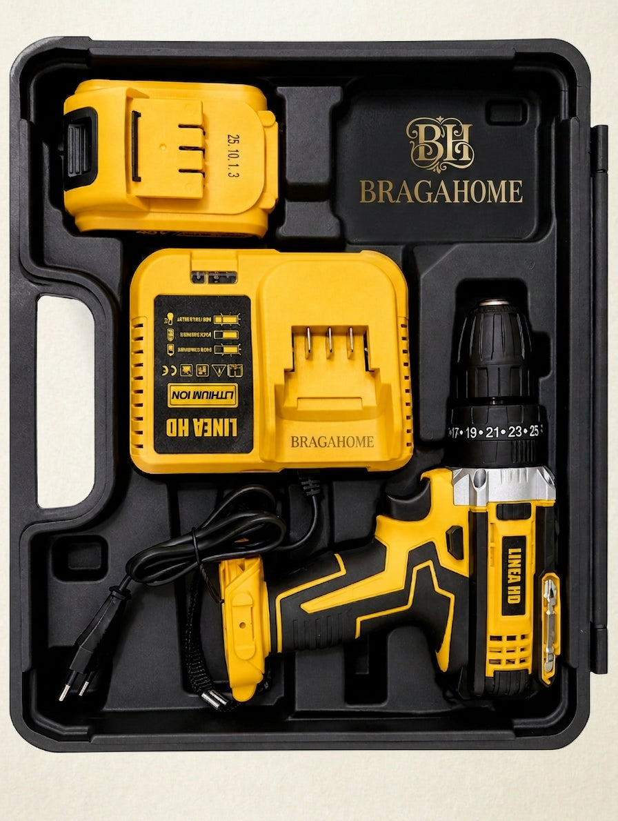 Kit de Ferramentas Completo com Berbequim de Percussão Sem Fios