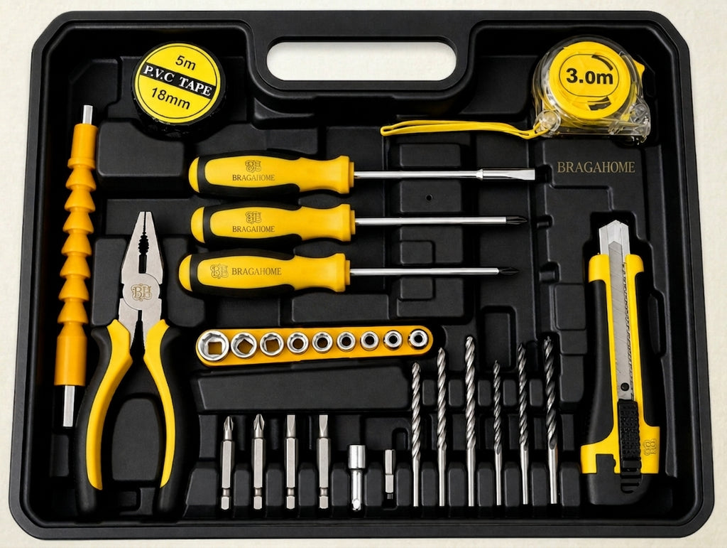 Kit de Ferramentas Completo com Berbequim de Percussão Sem Fios