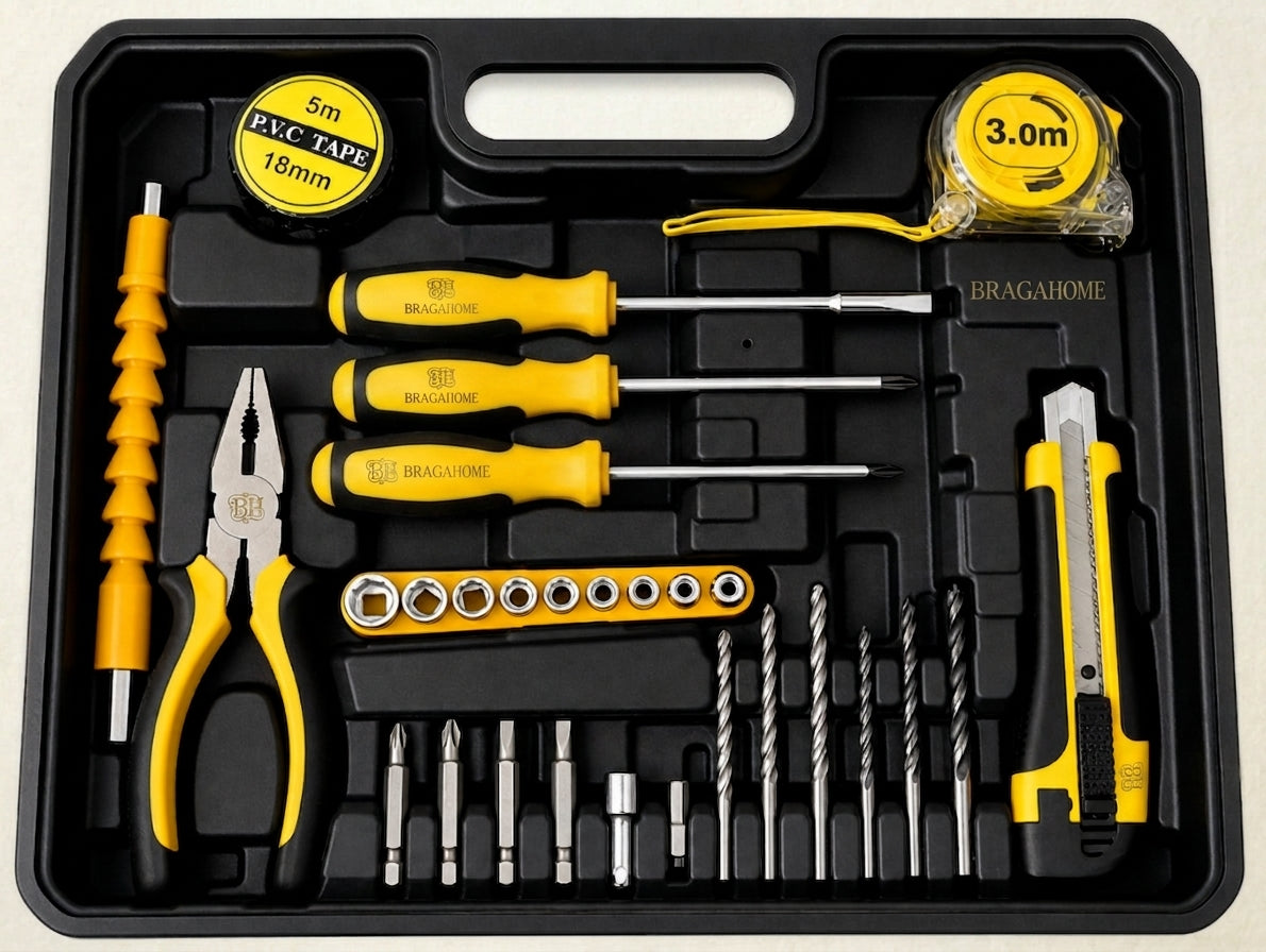 Kit de Ferramentas Completo com Berbequim de Percussão Sem Fios