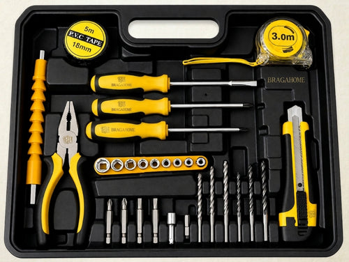 Kit de Ferramentas Completo com Berbequim de Percussão Sem Fios