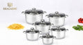 Conjunto Cozinha em Aço Inoxidável de 12 Peças com Tampas – Compatível com Todos os Tipos de Fogão