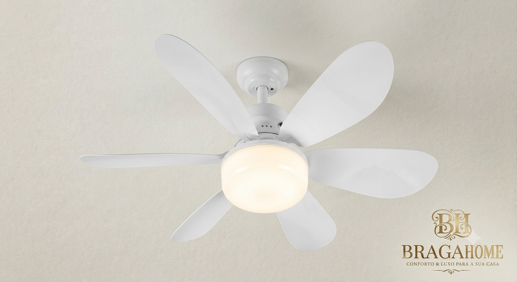 Ventoinha de Teto LED com Pás Retráteis e Comando