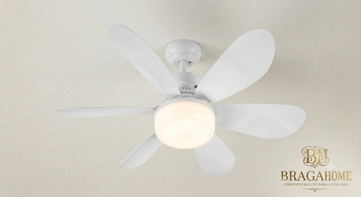 Ventoinha de Teto LED com Pás Retráteis e Comando
